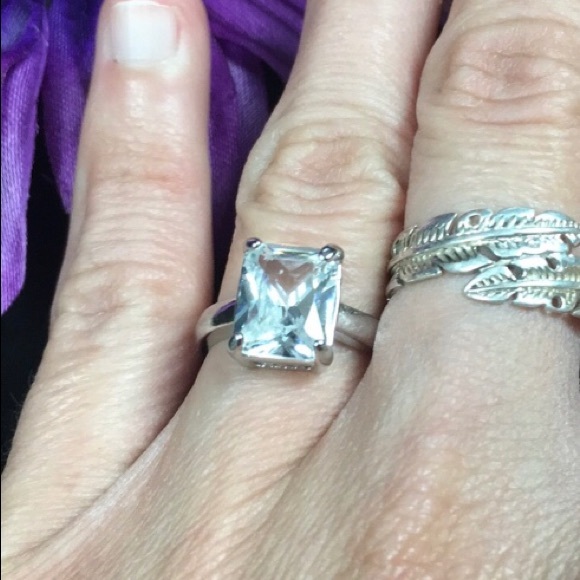 n/a Jewelry - Silver Square Cut Engagement Ring Size 6 NWOT